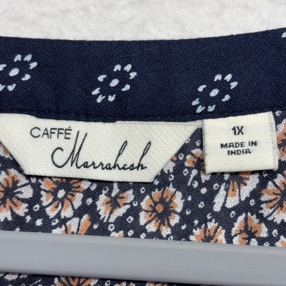 Caffe Marrakesh Womens 1X Plus Boho Floral Summer Top - Picture 3 of 7